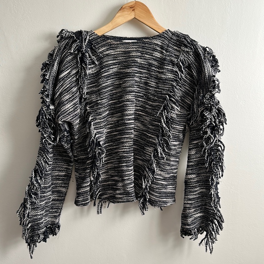 MISA Los Angeles navy fringe sweater